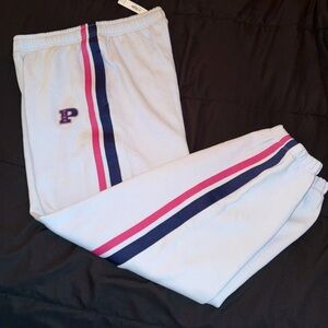 Victorias Secret Pink Ivy Fleece Campus Sweatpants Medium NWT light blue striped